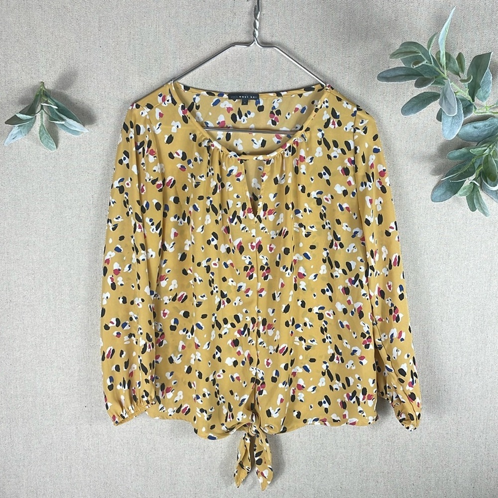 West Kei > Yellow Floral Long Sleeve Blouse Small